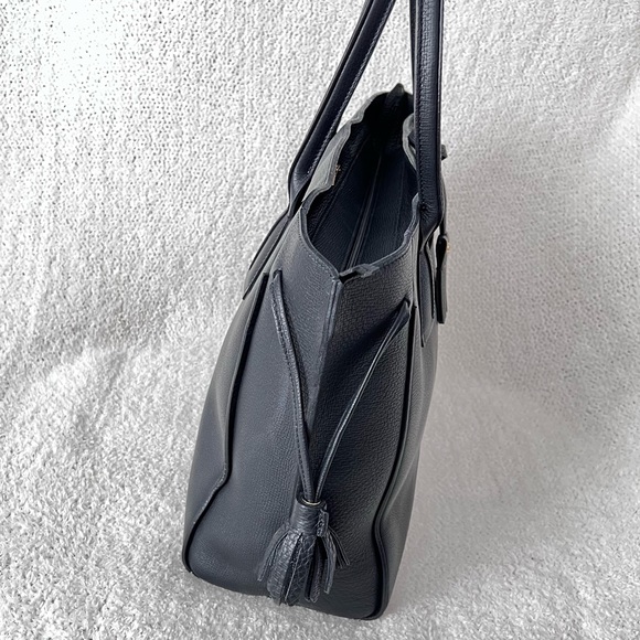 Longchamp Penelope Leather Tote Bag Purse Black Large Overnighter made in France - Picture 5 of 16